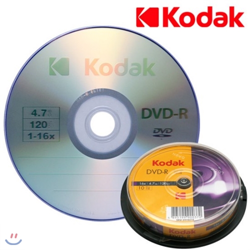 [Kodak] 코닥 DVD-R 4.7GB 16배속 10P Cake / 공DVD / 코닥공시디 / 데이터보존 / 코닥CD/DVD