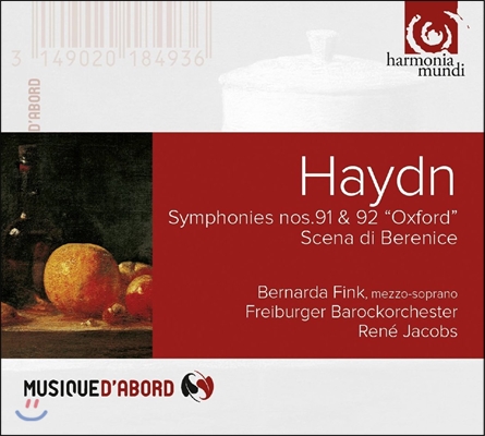 Bernarda Fink / Rene Jacobs 하이든: 교향곡 91, 92번 '옥스포드', '베레니체' 콘서트 아리아 - 르네 야콥스, 베르나르다 핑크 (Haydn: Symphonies, Scena di Berenice)