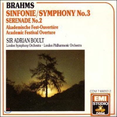 [중고] Adrian Boult / Brahms : Symphony 3 (수입/cdm7692032)