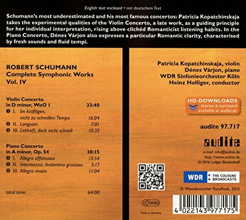 Heinz Holliger / Patricia Kopatchinskaja 슈만: 관현곡 전곡 4집 - 바이올린, 피아노 협주곡 (Schumann: Complete Symphonic Works Vol. IV) 