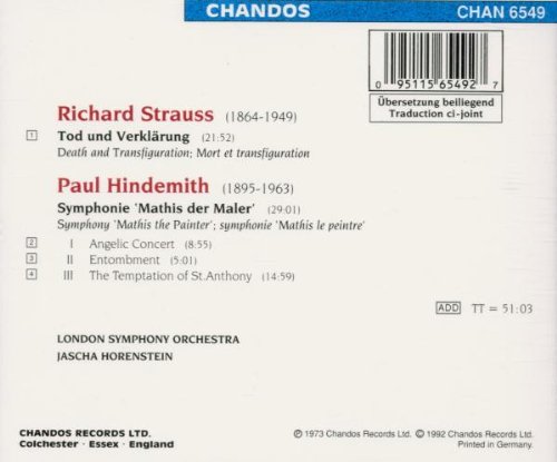 Jascha Horenstein R. 슈트라우스: 죽음과 변용 / 힌데미트: 화가 마티스 (R. Strauss: Tod und Verklarung / Paul Hindemith: Symphonie 'Mathis der Maler') 호렌슈타인