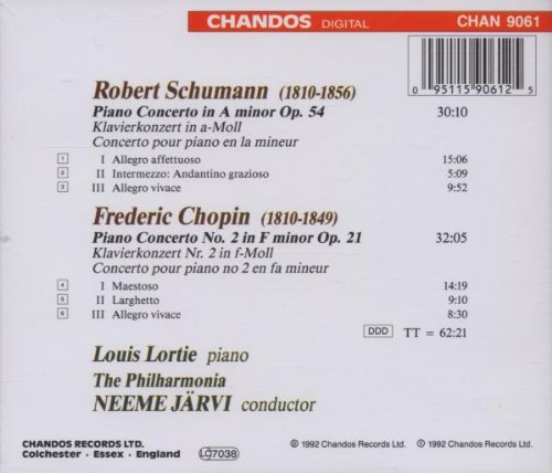 Louis Lortie / Neeme Jarvi 슈만 / 쇼팽: 피아노 협주곡 (Schumann: Piano Concerto Op.54 / Chopin: Piano Concerto No.2 Op.21) 루이 로르티, 네메 예르비