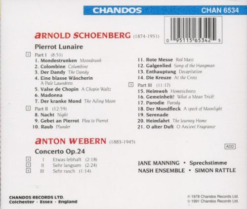 Simon Rattle 쇤베르크: 달에 홀린 삐에로 / 안톤 베베른: 협주곡 (Schoenberg: Pierrot Lunaire / Anton Webern: Concerto Op.24)
