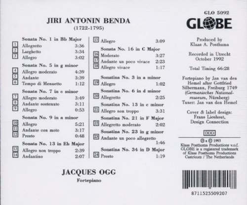 Jacques Ogg 벤다: 소나타와 소나티나 (Jiri Antonin Benda: Sonatas and Sonatinas for Pianoforte)