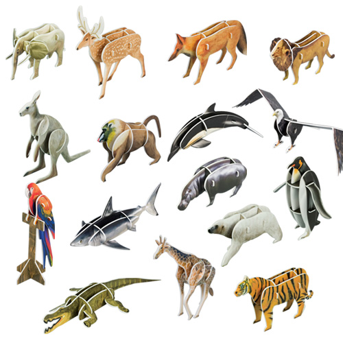 [스콜라스 본사직영] 교과서에 나오는 세계의 동물들 입체퍼즐 만들기 교구