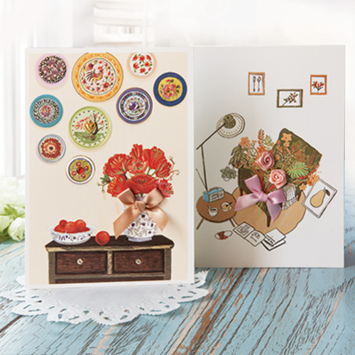 FT222(6종한세트) 프롬앤투 정물 꽃 연하장 감사카드 전통카드 축하카드 생일카드