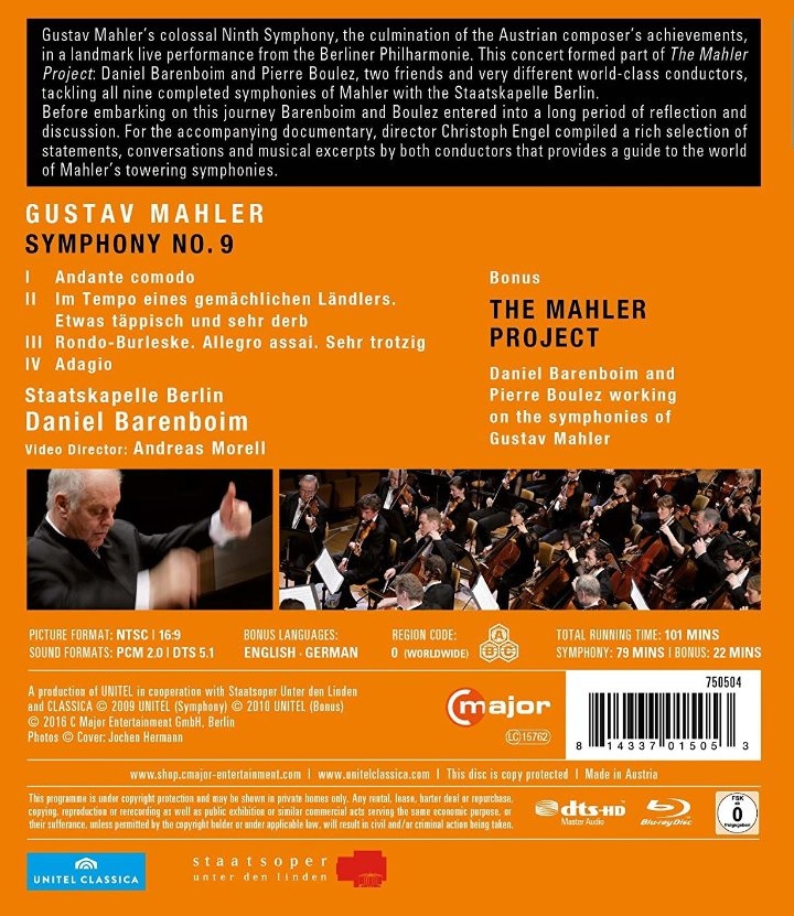 Daniel Barenboim 말러: 교향곡 9번 [보너스: 말러 프로젝트] (Mahler: Symphony No.9 [Bonus: The Mahler Project]) 다니엘 바렌보임, 슈타츠카펠레 베를린
