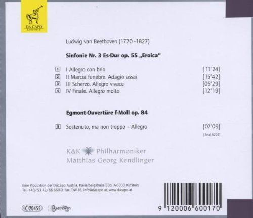 Matthias Georg Kendlinger 베토벤: 교향곡 3번 '영웅', 에그몬트 서곡 (Beethoven: Symphony Op.55 'Eroica', Egmont Overture Op.84)