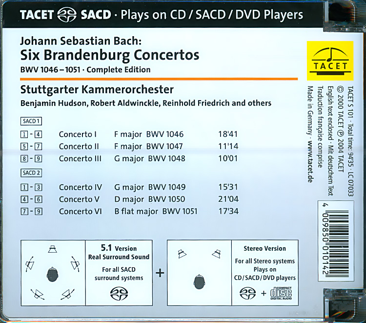 Stuttgarter Kammerorchester 바흐: 브란덴부르크 협주곡 (Bach: Brandenburg Concertos BWV1046-1051 Complete Edition)
