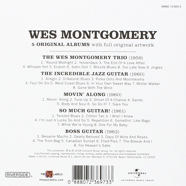 Wes Montgomery (웨스 몽고메리) - 5 Original Albums [With Full Original Artwork] (5CD 오리지널 앨범 박스 세트)