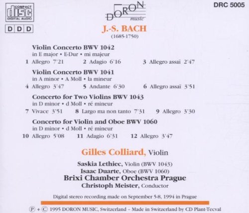 Gilles Colliard 바흐: 바이올린 협주곡 (J.S. Bach: Violin Concertos BWV1041, 1042, 1043, 1060) 질 콜리아르, 프라하 브릭시 체임버 오케스트라