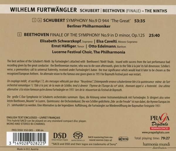 Wilhelm Furtwangler 베토벤: 교향곡 9번 `합창` 4악장 / 슈베르트: 9번 `더 그레이트` - 빌헬름 푸르트뱅글러 (Schubert: Symphony D944 'The Great')