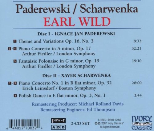Earl Wild 파데레프스키: 주제와 변주곡, 환상 폴로네이즈 / 샤르벤카: 피아노 협주곡 1번 - 얼 와일드 (Paderewski: Fantaisie Polonaise / Scharwenka: Piano Concerto No.1)