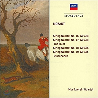 Musikverein Quartet 모차르트: 현악 사중주 16, 17 &#39;사냥&#39;, 18, 19번 &#39;불협화음&#39; (Mozart: String Quartets KV428, 458 &#39;The Hunt&#39;, 464, 465 &#39;Dissonance&#39;) 무지크페라인 콰르텟