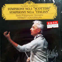 Herbert Von Karajan - Mendelssohn : Symphony No. 3 Scottish, Symphony No. 4 Italian (미개봉/nis8015)