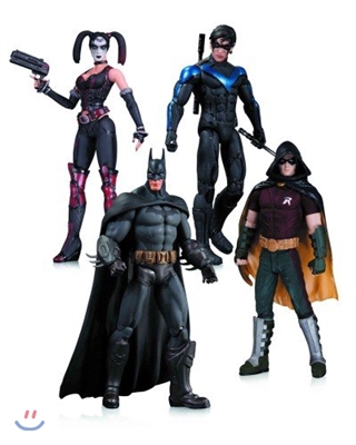 Arkham City Harley Quinn, Batman, Nightwing, and Robin 4 Pack