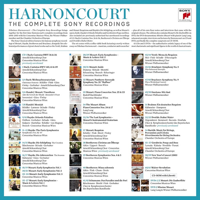 Nikolaus Harnoncourt 니콜라우스 아르농쿠르 소니 레코딩 전집 61CD+3DVD 박스세트 (The Complete Sony Recordings)