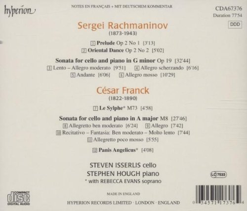 Steven Isserlis / Stephen Hough 라흐마니노프 / 프랑크: 첼로 소나타 (Rachmaninov / Franck: Cello Sonatas) 스티븐 이셜리스