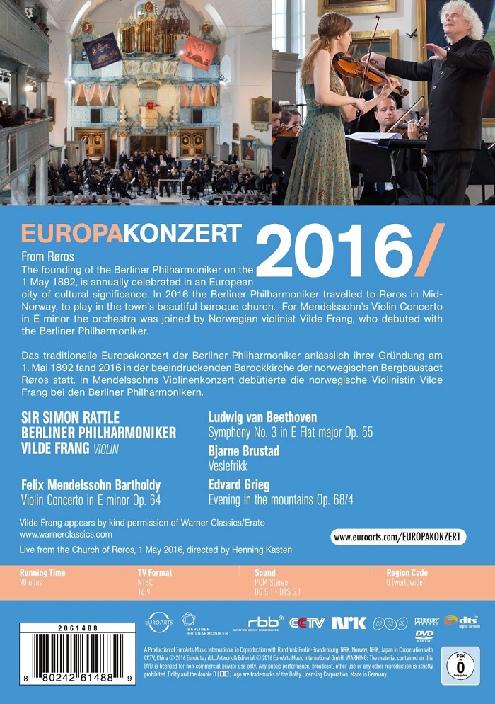 Simon Rattle / Vilde Frang 2016 유로파 콘서트: 노르웨이 뢰로스 교회 공연 - 사이먼 래틀, 베를린 필하모닉, 빌데 프랑 (Europakonzert 2016 - Church of Roros) [DVD]