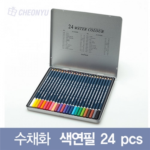 [MunHwa] 수채화 색연필 틴케이스 24색