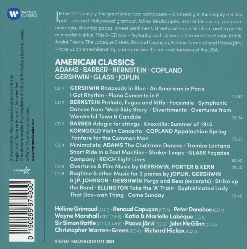 미국의 클래식 - 존 아담스 / 사무엘 바버 / 레너드 번스타인 / 아론 코플랜드 / 거슈인 / 필립 글래스 / 조플린 (American Classics: Adams, Barber, Bernstein, Copland, Gershwin, Glass, Joplin)