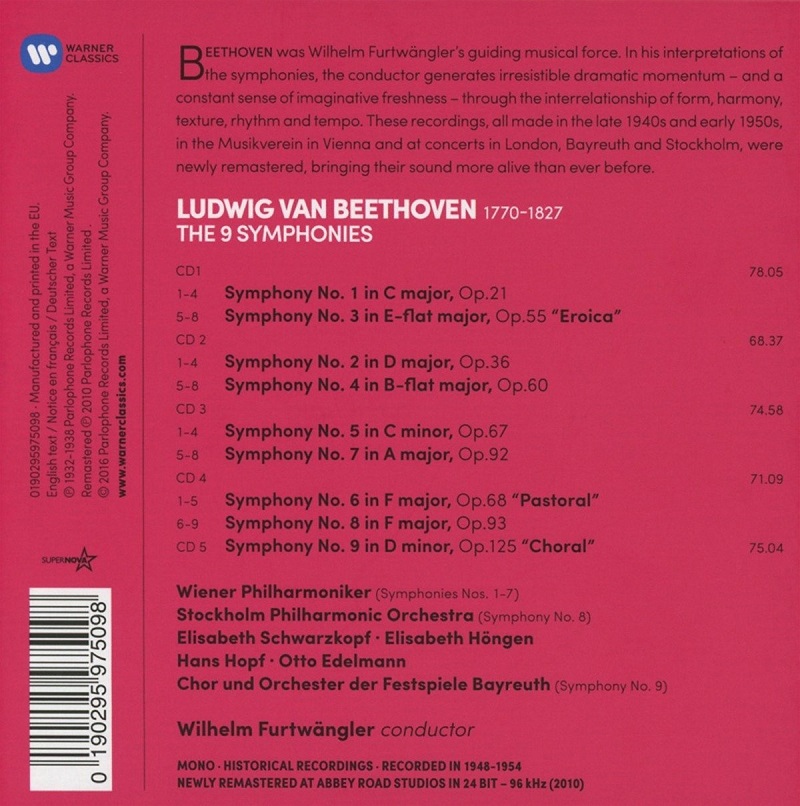 Wilhelm Furtwangler 베토벤: 교향곡 1-9번 전곡집 - 빌헬름 푸르트뱅글러 (Beethoven: The 9 Symphonies) 