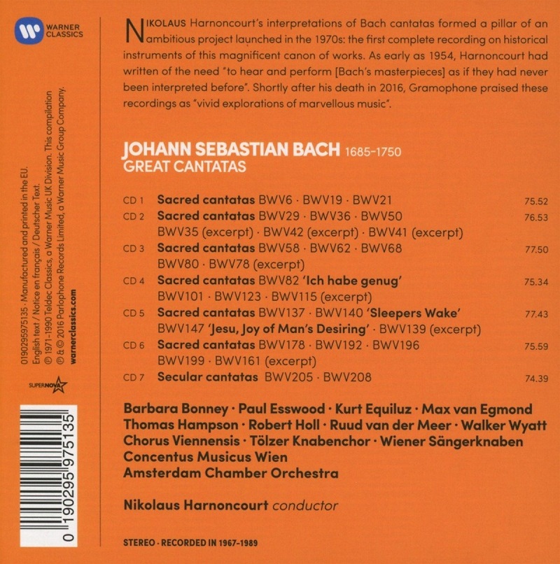 Nikolaus Harnoncourt 바흐: 위대한 칸타타 모음집 (Bach: Great Cantatas) 니콜라우스 아르농쿠르, 콘첸투스 무지쿠스 빈