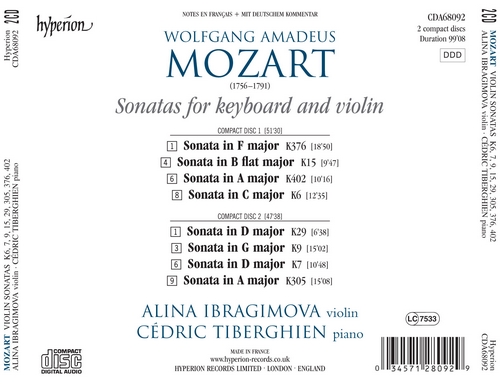 Alina Ibragimova 모차르트: 바이올린 소나타 2집 - 알리나 이브라기모바 (Mozart: Violin Sonatas Vol.2 - K6, 7, 9, 15, 29, 305, 376, 402)