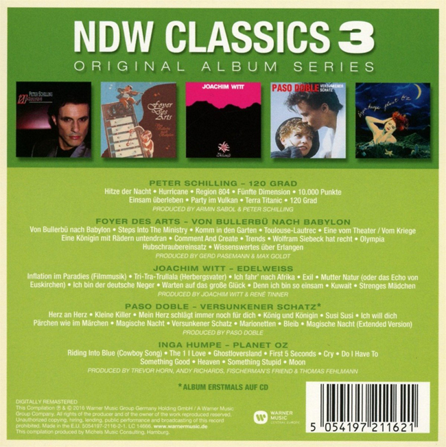 독일 록 음악 모음집 (NDW Classics Original Album Series Vol.3 - Peter Schilling / Foyer Des Arts / Joachim Witt / Paso Doble / Inga Humpe)