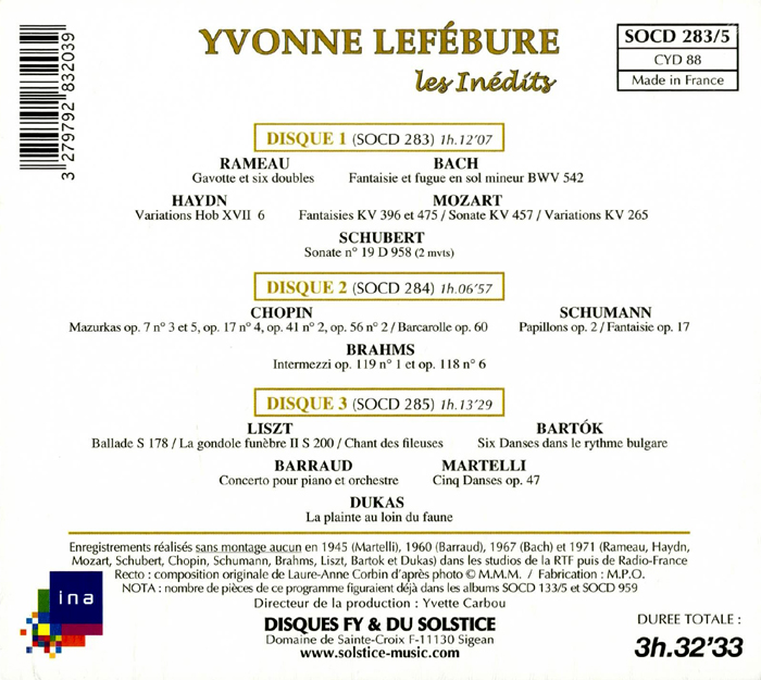 Yvonne Lefebure 이본느 르페브르 - 미발표 앨범들 (Unissued Records)