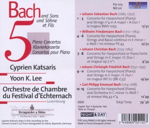 Cyprien Katsaris / 이윤국 - 바흐와 그의 아들들이 작곡한 피아노 협주곡 (Bach: 5 Piano Concertos - Bach and Sons) 치프리앙 카차리스