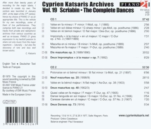 Cyprien Katsaris 스크리아빈: 춤곡 전곡집 (Scriabin: The Complete Dances) 시프리앙 카차리스