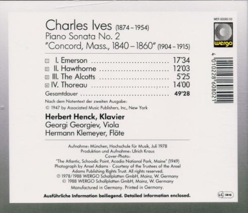 Herbert Henck 찰스 아이브스: 피아노 소나타 2번 '매사추세츠 주 콩코드 1840-1860' (Charles Ives: Piano Sonata No.2 'Concord, Mass., 1840-1860')