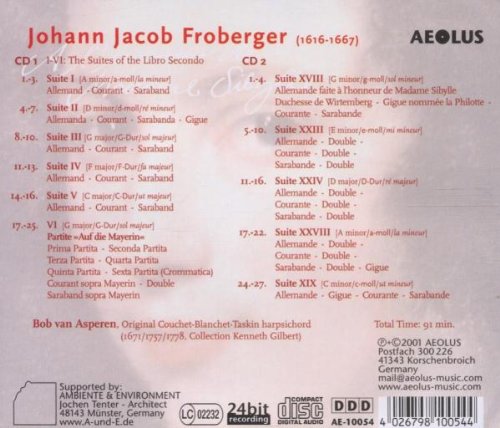 Bob van Asperen 프로베르거 에디션 2집: 시발리 부인을 위하여 (Johann Jacob Froberger Edition Vol.2) 밥 판 아스페렌