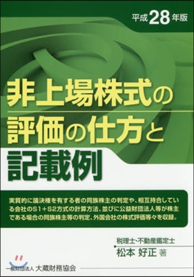 平28 非上場株式の評價の仕方と記載例