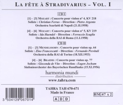 스트라디바리의 향연 1집 - 모차르트 / 멘델스존 / 브람스: 바이올린 협주곡 (La Fete a Stradivarius - Mozart / Mendelssohn / Brahms)