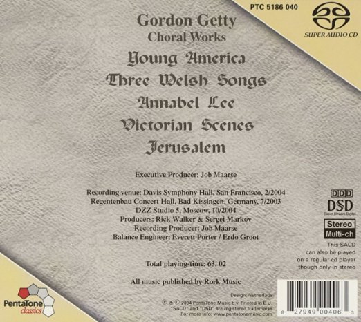 Michael Tilson Thomas 고든 게티: 합창음악 - 젊은 아메리카, 3개의 웨일즈 노래, 빅토리아 시대의 장면들 (Gordon Getty: Young America)