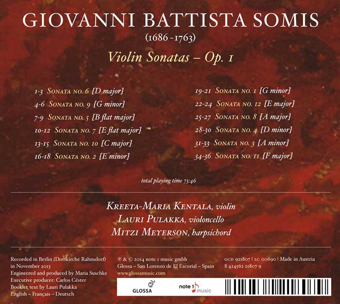 Mitzi Meyerson 소미스: 바이올린 소나타 (Giovanni Battista Somis: Violin Sonatas Op.1)