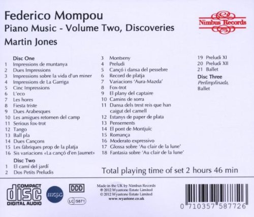 Martin Jones 페데리코 몸푸 피아노작품 2집 - 산의 인상, 탱고, 칸숑, 작은 전주곡 (Federico Mompou: Piano Music Vol.2 - Discoveries)