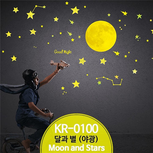 [포인트스티커] KR-0100 달과 별(야광) Moon and Stars(Glow in the dark)