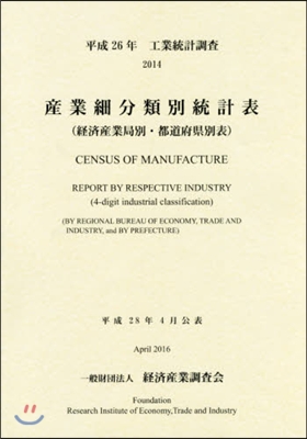 平26 工業統計調査 産業細分類別統計表