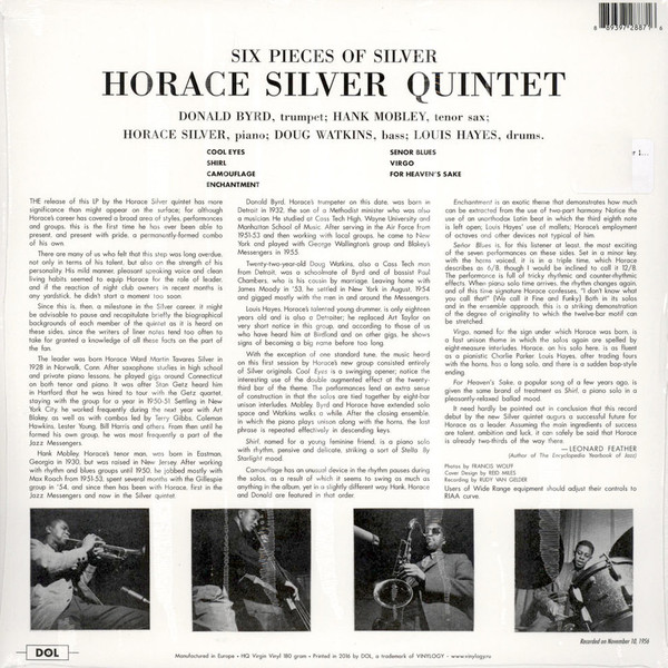 Horace Silver (호레이스 실버) - 6 Pieces Of Silver [LP]