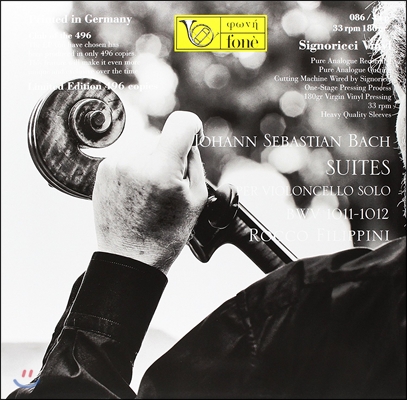 Rocco Filippini 바흐: 무반주 첼로 모음곡 5번, 6번 - 로코 필리피니 (J.S. Bach: Cello Suite BWV 1011, 1012) [LP]