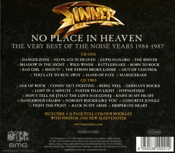 Sinner (시너) - No Place In Heaven: The Very Best Of The Noise Years 1984-1987