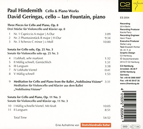 David Geringas 힌데미트: 첼로와 피아노를 위한 작품, 명상 (Paul Hindemith: Cello & Piano Works Op.8, 11.3, 25.3 & Meditation) 다비트 게링가스, 이안 파운틴