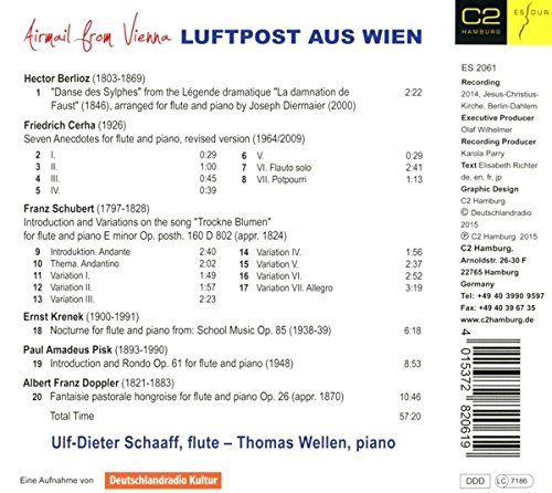Ulf-Dieter Schaaff 슈베르트 / 베를리오즈 / 도플러 / 크레넥 / 피스크 / 체르하: 플루트 음악 (Airmail From Vienna - Schubert, Berlioz, Doppler, Krenek, Pisk, Cerha) 울프-디터 샤프