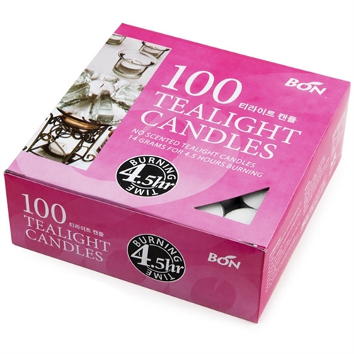 [홈앤하우스] 티라이트 100개 멀티팩 4시간연소 BON Candle 무향 흰색 양초