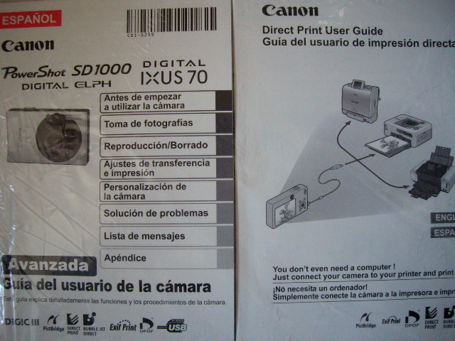 Canon Digital ELPH IXUS 70 Manual Set (User Guide + Software Starter Guide + etc..)