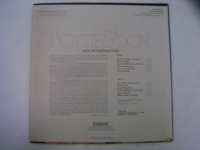 LP(수입) 도티 웨스트 & 돈 깁슨 Dottie West & Don Gibson : Dottie and Don 