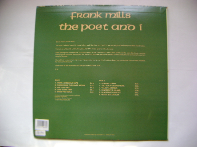 LP(수입) 후랭크 밀즈 Frank Mills : The Poet And I 